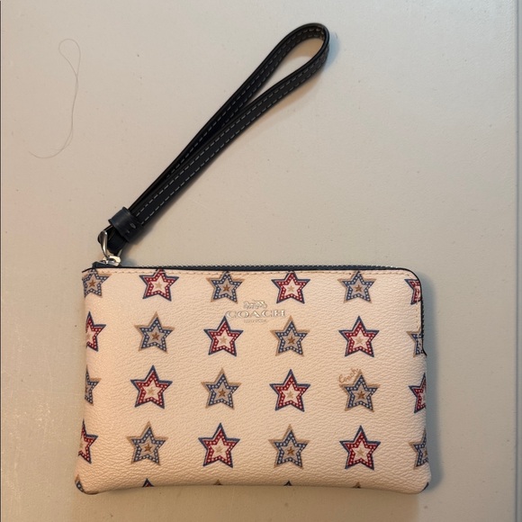 Coach Handbags - Coach Navy & Cream Western Star Corner Zip Wristlet